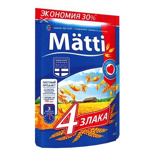 Каша Matti 4 злака быстрого приготовления 400 г в Окей