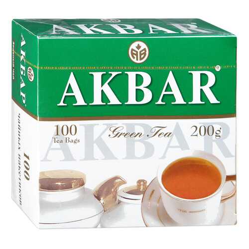 Чай зеленый Akbar green китайский 100 пакетиков в Окей