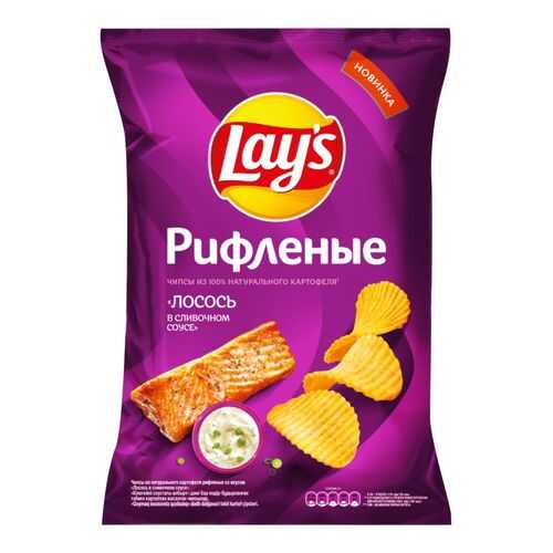 Чипсы Lay's рифленые из натурального картофеля лосось в сливочном соусе 150 г в Окей