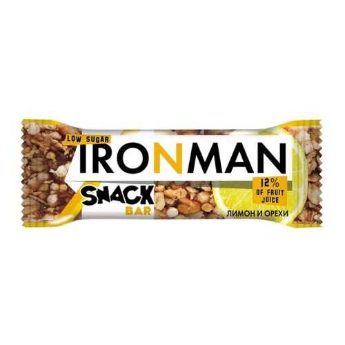 Батончик Snack Bar Ironman лимон, орехи и темная глазурь без сахара 40 г в Окей