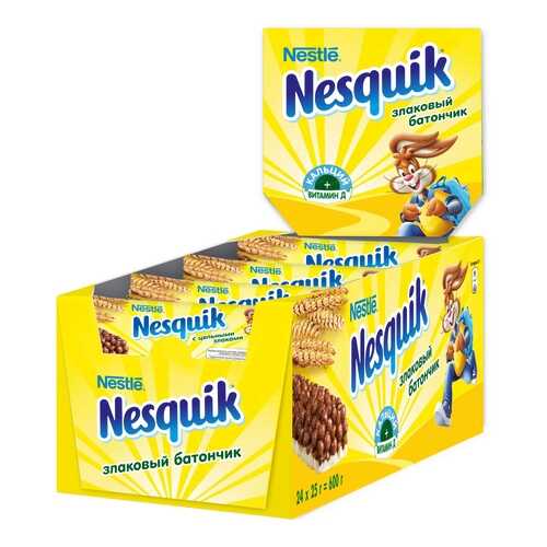 Злаковый батончик Nesquik с шоколадом 24 штуки по 25 г в Окей