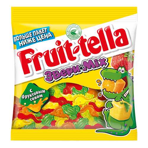 Мармелад Fruit-tella звери mix жевательный с натуральным фруктовым соком 150 г в Окей