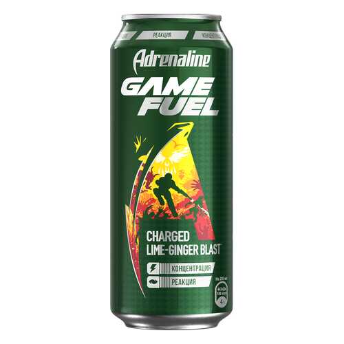 Энергетический напиток Adrenaline game fuel со вкусом имбиря и лайма ж/б 0.449 л в Окей